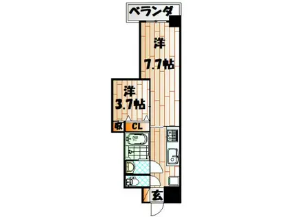 デザイナープリンセス77(2K/8階)の間取り写真