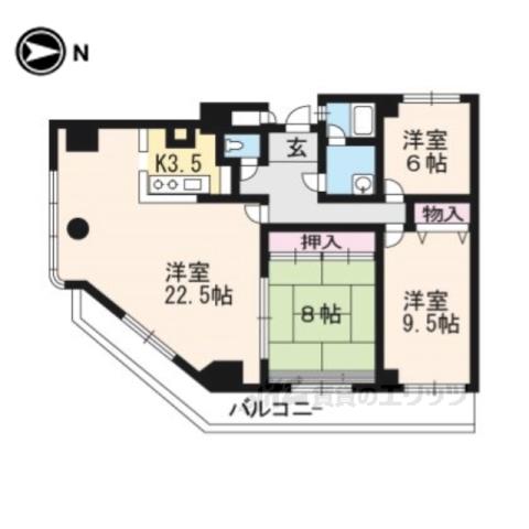 パレロイヤル西陣(3LDK/5階)の間取り写真