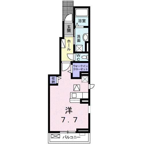オリヴェート B(1K/1階)の間取り写真