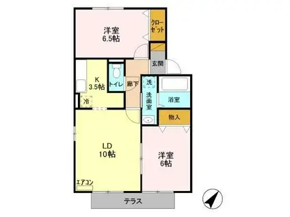 ヴィクトワール・コート(2LDK/1階)の間取り写真