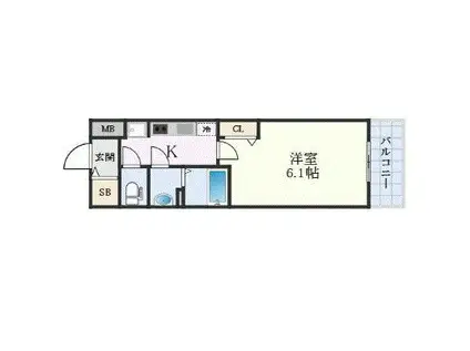 プレサンス THE TENNOJI 逢阪トゥルー(1K/8階)の間取り写真