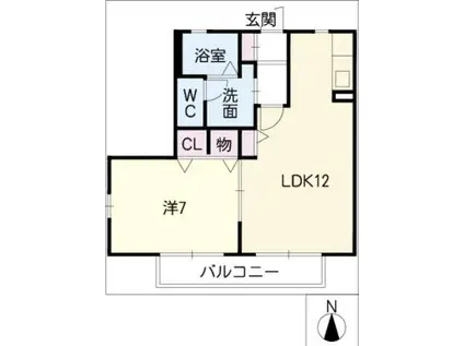 バリュージュ各務原(1LDK/1階)の間取り写真