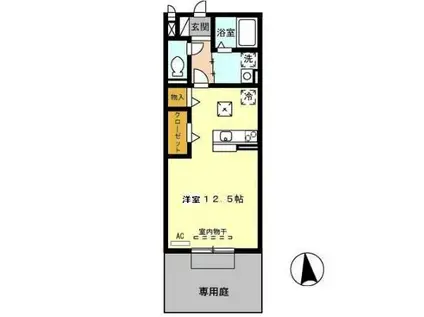 マグノリアヒルズ(ワンルーム/1階)の間取り写真