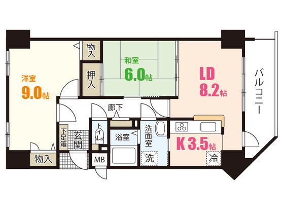 サーパスタウン大町(2LDK/1階)の間取り写真