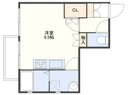 ベルリード新大工(ワンルーム/3階)の間取り写真