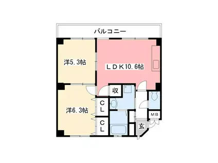 SEMPREVITA南甲子園(2LDK/3階)の間取り写真