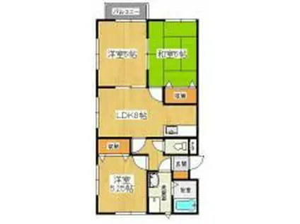 トロイメライI(3DK/2階)の間取り写真