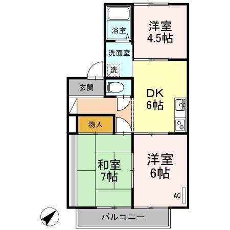 プチパール102(3DK/1階)の間取り写真