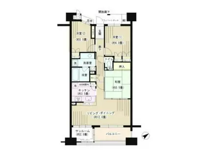 パークホームズ東神奈川ステーションアリーナ(3SLDK/2階)の間取り写真