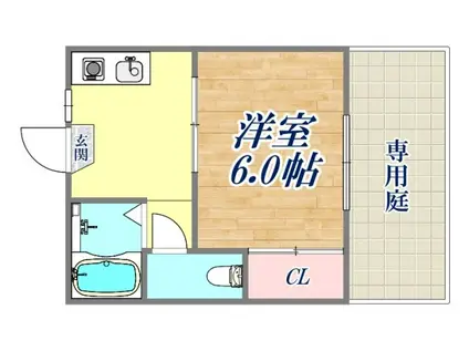 パシフィック塚口(1K/1階)の間取り写真