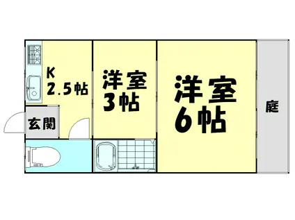 千秋荘(2K/1階)の間取り写真