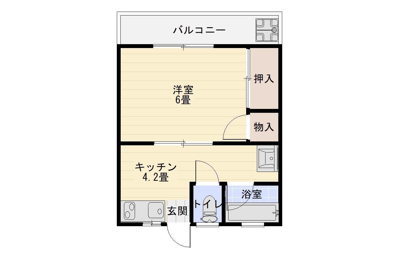 土橋ハイツ(1DK/1階)の間取り写真