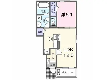 ラ・パーチェ II(1LDK/1階)の間取り写真