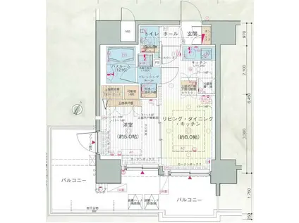 エステムプラザ品川大井町クリスタルヒルズ(1LDK/13階)の間取り写真