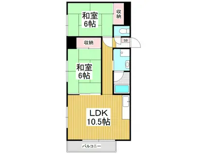 マンションパビヨン72(2LDK/5階)の間取り写真