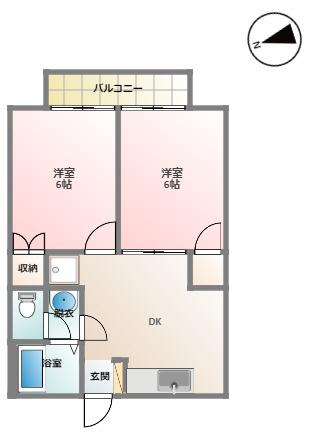 パルディアB棟(2DK/2階)の間取り写真