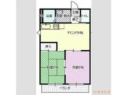 サンシャインII(2DK/2階)の間取り写真