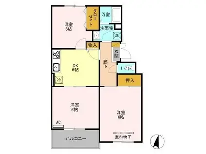 ヴァンベール山口A(3DK/3階)の間取り写真