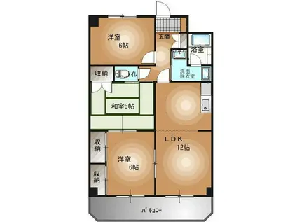 フローラハウス(3LDK/5階)の間取り写真