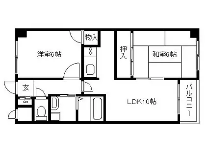セーブル葛野(2LDK/3階)の間取り写真