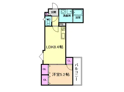 クリエオーレ神田II(1LDK/2階)の間取り写真