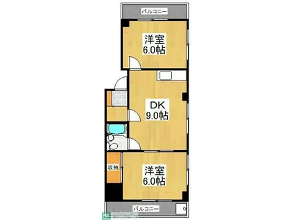 コスモマンション(2DK/2階)の間取り写真