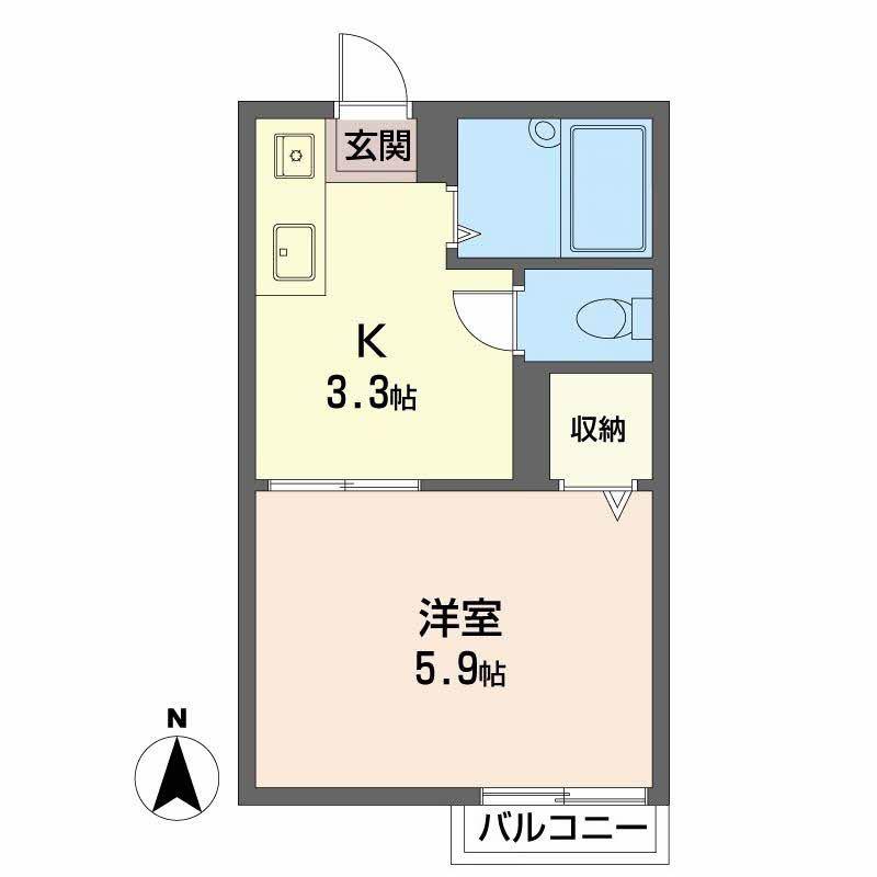 コスモスハイツ(1K/2階)の間取り写真