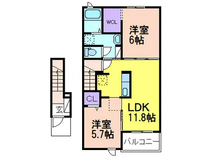 ファースト・リングV(2LDK/2階)の間取り写真