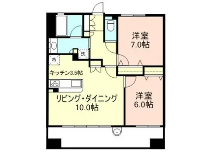 アリスト市駅前ルネッサンスコート(2LDK/6階)の間取り写真