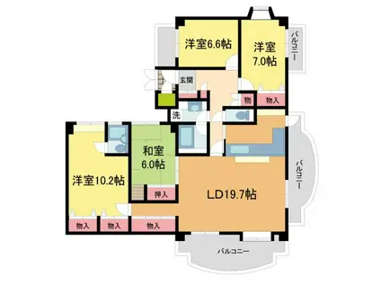 フォーシーズンズ芦屋(4LDK/3階)の間取り写真