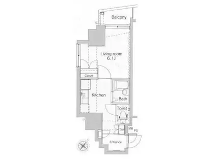 ヴェローナ目黒(1K/11階)の間取り写真
