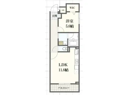 グレイスリンデンバンV(1LDK/1階)の間取り写真
