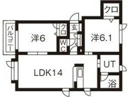 ファミーユ本町(2LDK/2階)の間取り写真