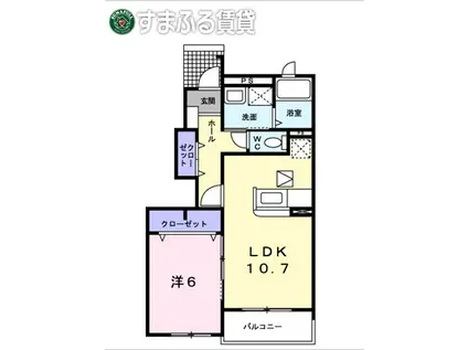 ポルテボヌール(1LDK/1階)の間取り写真