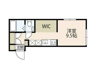 イリス堀越(ワンルーム/1階)の間取り写真
