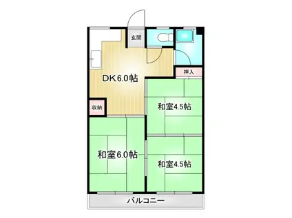 万長ビル(3DK/7階)の間取り写真