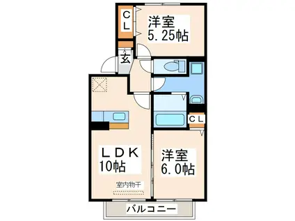 エスポワール・M(2LDK/1階)の間取り写真