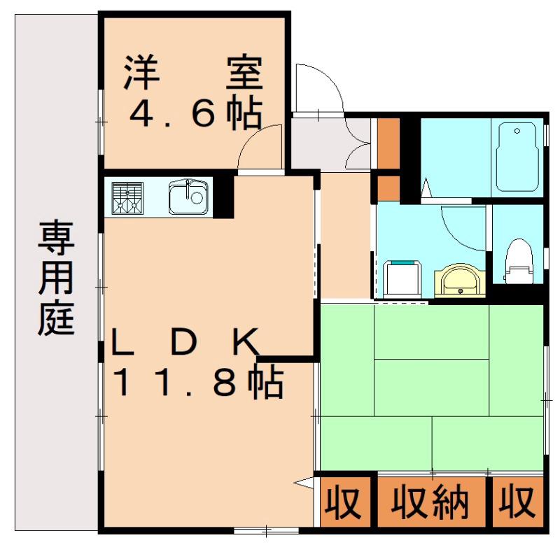 アクシス塔野  I(2LDK/1階)の間取り写真