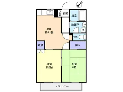 プレステージ八千代台PARTII(2DK/1階)の間取り写真