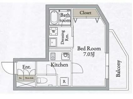ライブフラット高田馬場(1K/2階)の間取り写真