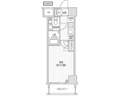 レジディア笹塚II(1K/7階)の間取り写真