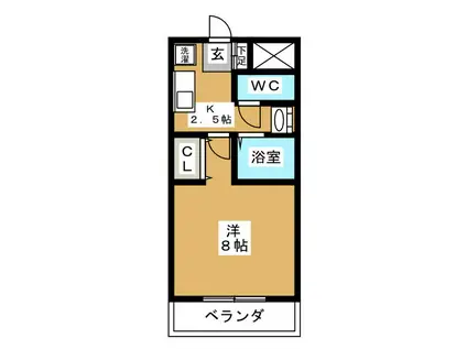 グリーンシンフォニー(1K/2階)の間取り写真