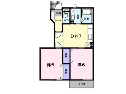 ノースショア(2DK/1階)の間取り写真