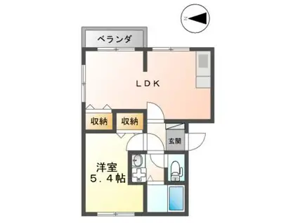 メゾン新山口II(1LDK/4階)の間取り写真