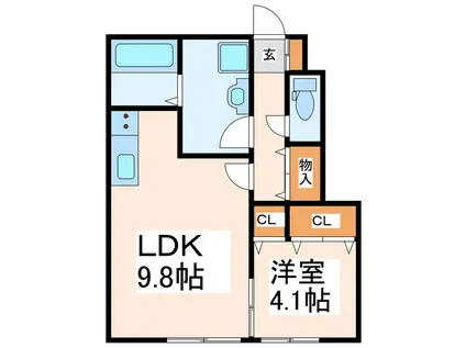 グランディール大津(1LDK/1階)の間取り写真