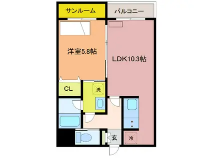 ヴィーア・ラッテアII(1LDK/5階)の間取り写真