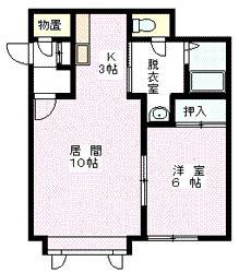 ディスカバリー(1LDK/1階)の間取り写真