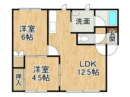 グランディール15(2DK/2階)の間取り写真