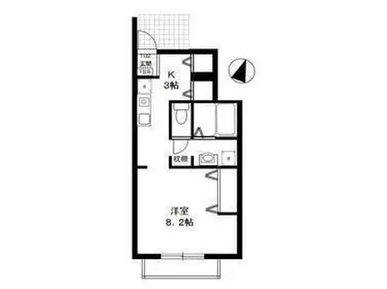 ウィステリア砧(ワンルーム/1階)の間取り写真