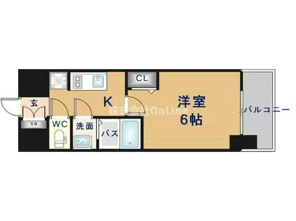 プレサンス鶴橋トレヴィエ(1K/2階)の間取り写真